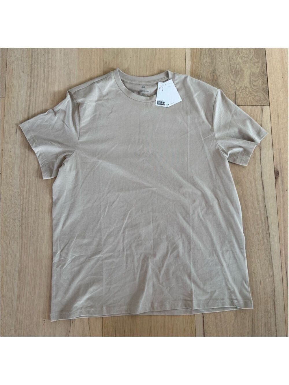 H&M Regular Fit Beige Short Sleeve Tee Shirt Size Large NWT